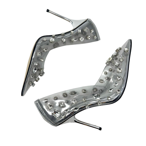 Good American Diamonds Forever Heels Size 10 Glass002 GSH008-X - Picture 8 of 12